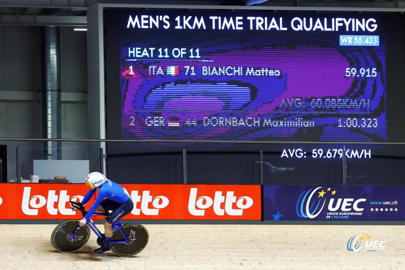 2025 UEC Track Elite European Championships - Zolder  - Day2 - 13/02/2025 - 1Km Mens Time Trial - Matteo Bianchi (ITA) - photo Roberto Bettini/SprintCyclingAgency?2025